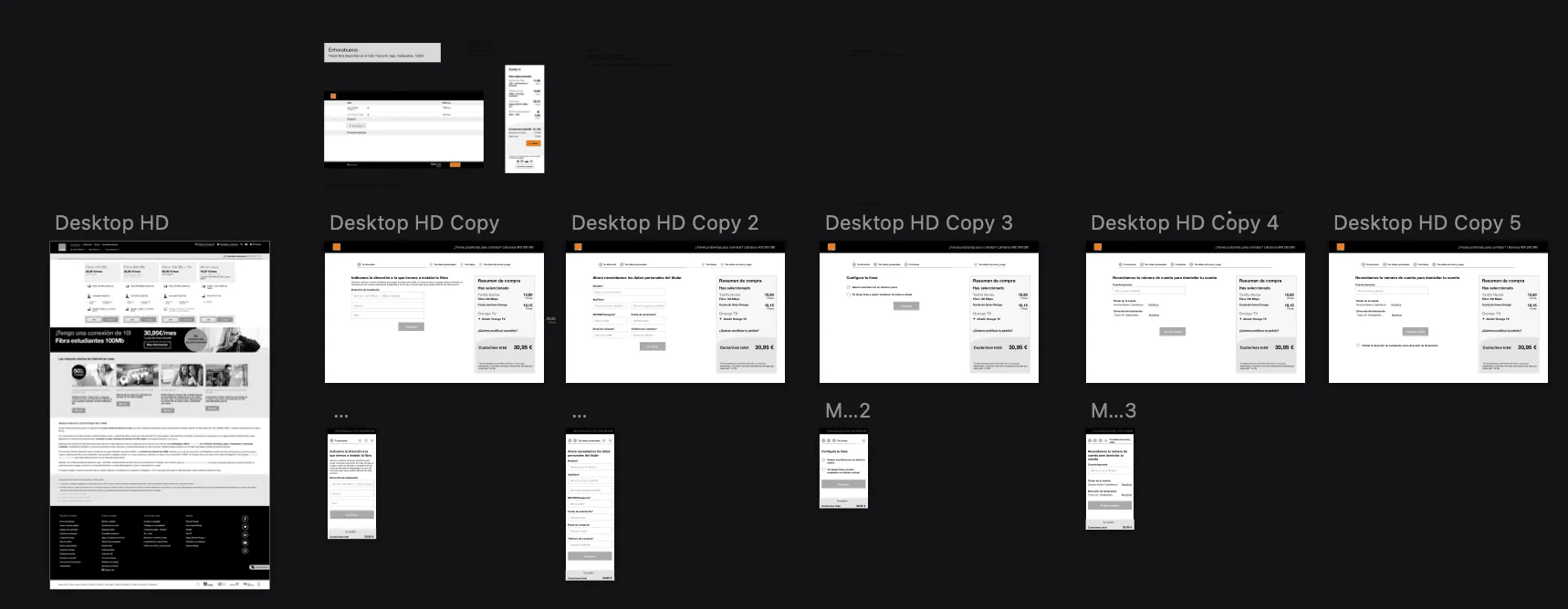 Wireframe proceso
